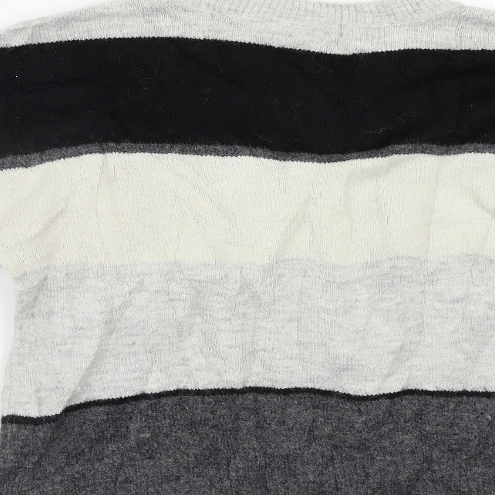 H&M Womens Grey Striped Pullover Jumper Size S