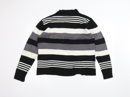 Ginaarti Mens Black Striped Pullover Jumper Size L