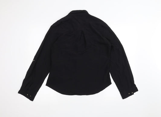 Incorporatewear Womens Black Basic Button-Up Size 10