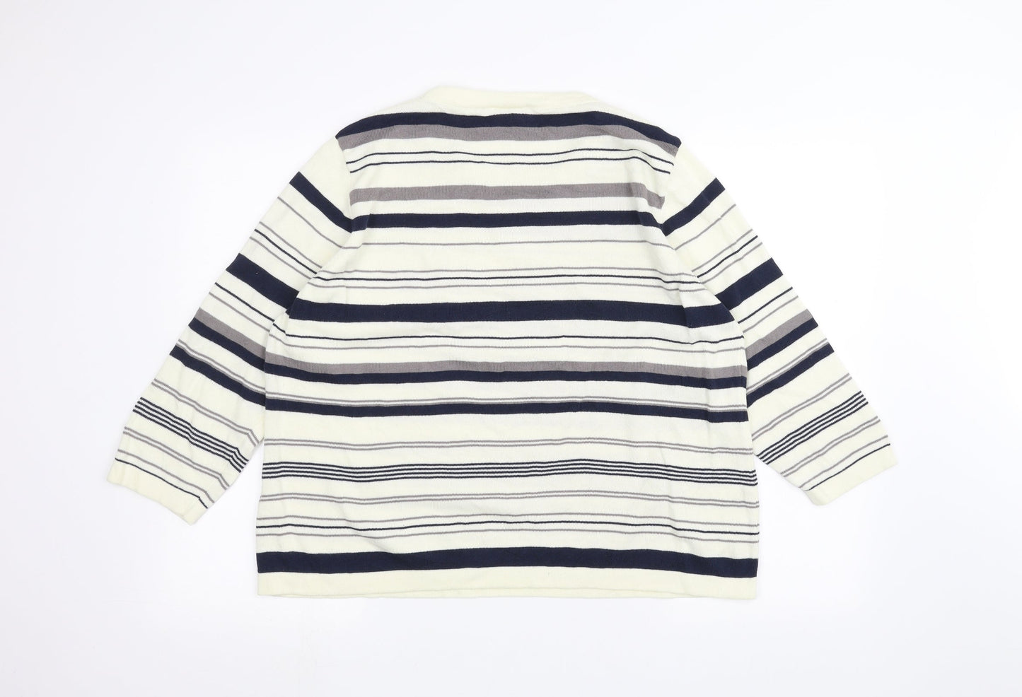 Cotswold Womens White Striped Pullover Jumper Size 2XL