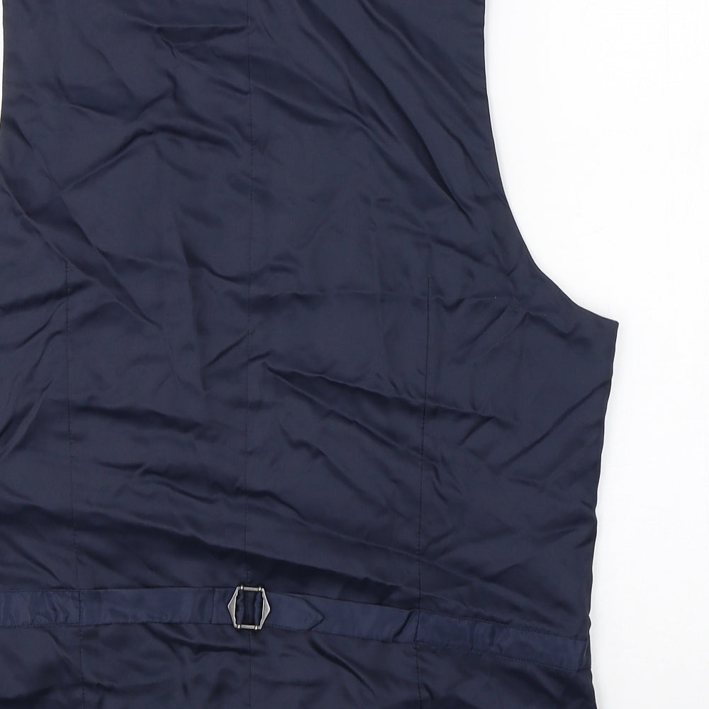 M&S Mens Blue Jacket Suit Waistcoat Size L