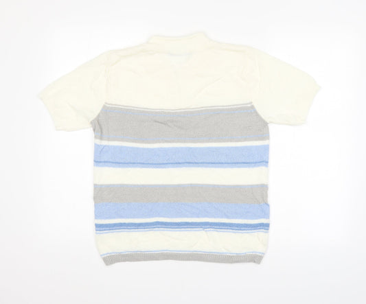 BM Mens Multicoloured Striped Pullover Jumper Size S
