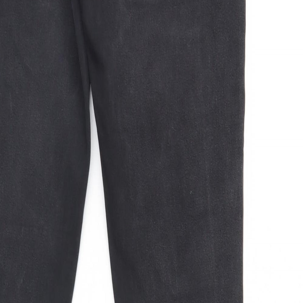 Brand and care label for Denim & Co. women’s black denim straight jeans, size UK 12, 31-inch leg