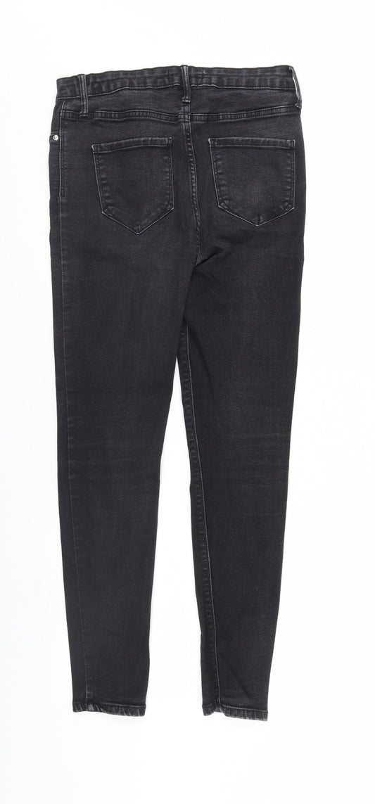 Denim & Co. Womens Black Denim Tapered Jeans Size 12 L28 in - Elastic Waist