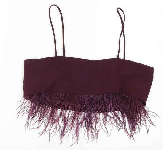 Topshop Womens Purple Cropped Tank Size 10 - Feathers