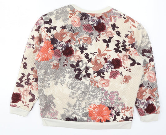 H&M Womens Multicoloured Floral Pullover Sweatshirt Size XS