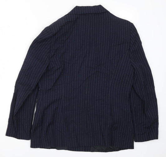 Equiation Womens Blue Striped Jacket Suit Jacket Size 14