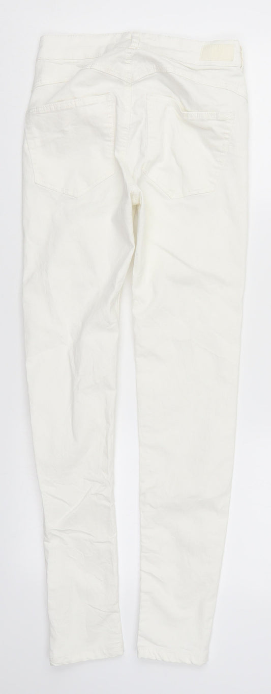Pull&Bear Womens White Denim Skinny Jeans Size 6 L26.5 in