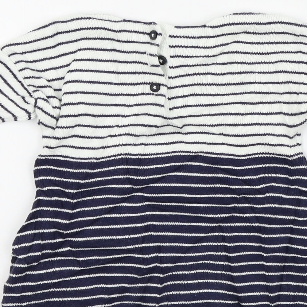 M&S Girls Blue Striped A-Line Size 0-3 Months