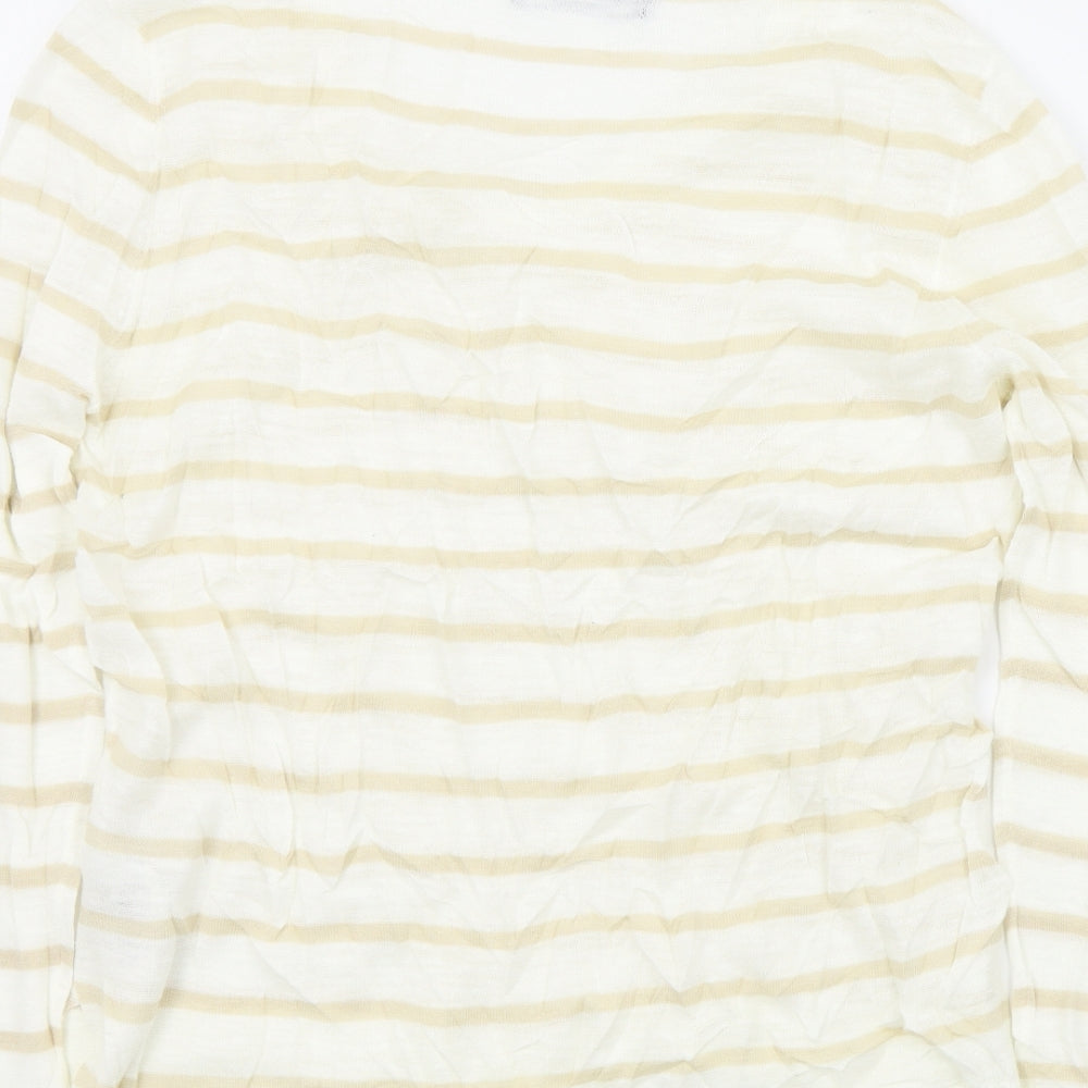 M&S Womens Beige Striped Pullover Jumper Size 14