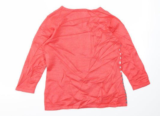 Chianti Womens Pink Striped Basic T-Shirt Size S
