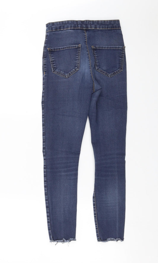 Miss Selfridge Womens Blue Denim Skinny Jeans Size 8 L24 in - Distressed hem