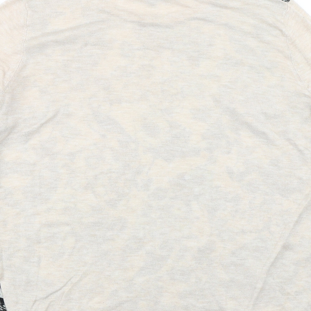 Warehouse Womens Beige Floral Pullover Jumper Size M