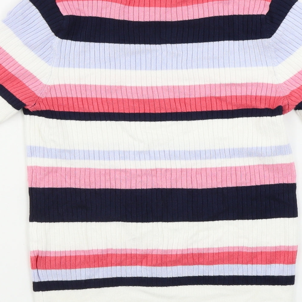 Marks and Spencer Womens White Striped Pullover Jumper Size 10