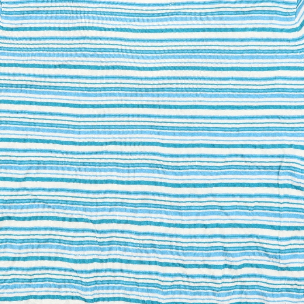 BM Womens Blue Striped Basic T-Shirt Size L