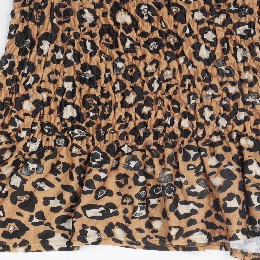 ASOS Womens Beige Animal Print Flare Skirt Size 10 - Elastic Waist Band