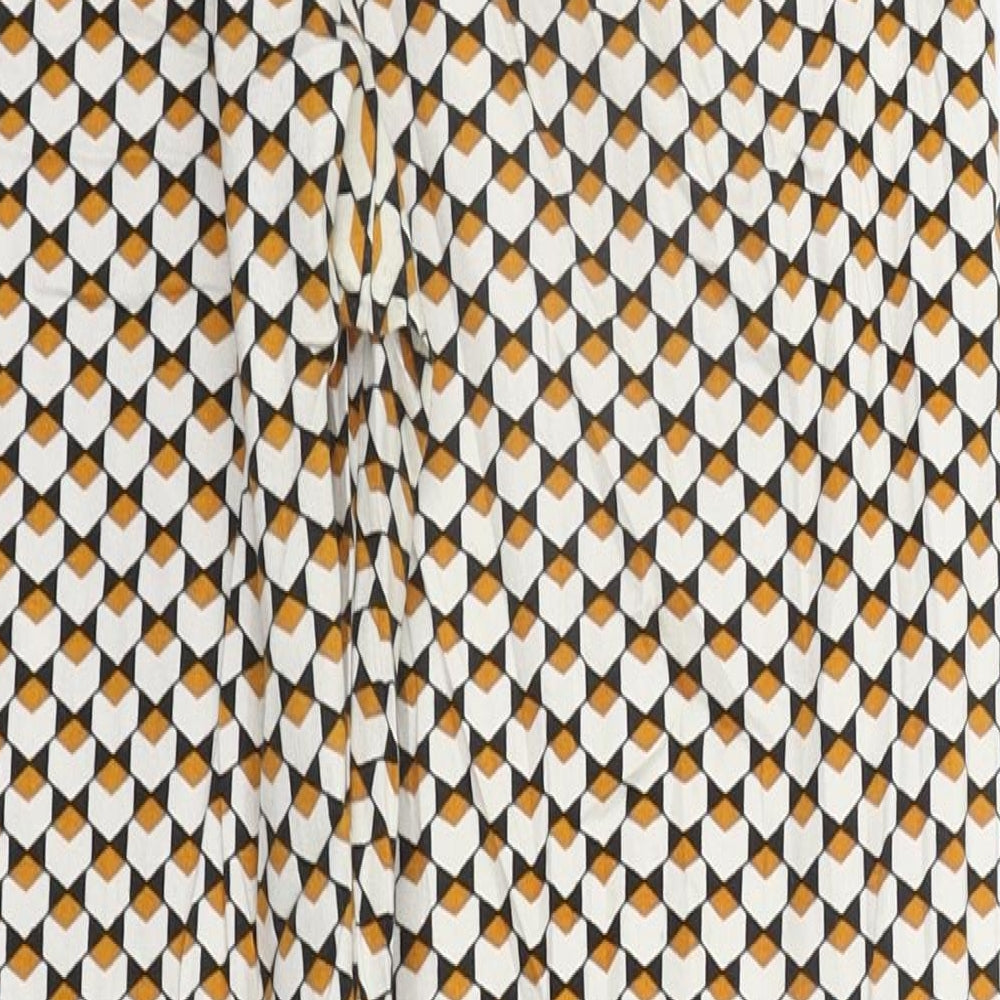 H&M Womens Orange Geometric Trousers Size 12 L27 in