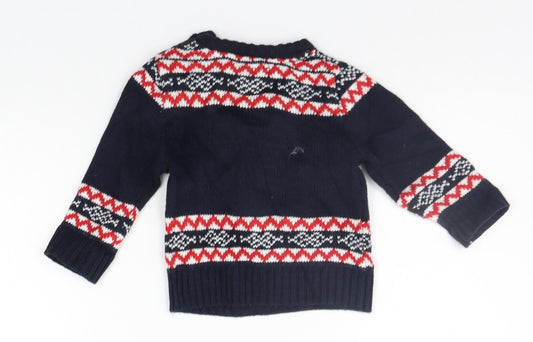 Earlydays Girls Blue Geometric Pullover Jumper Size 3-6 Months - Raindeer