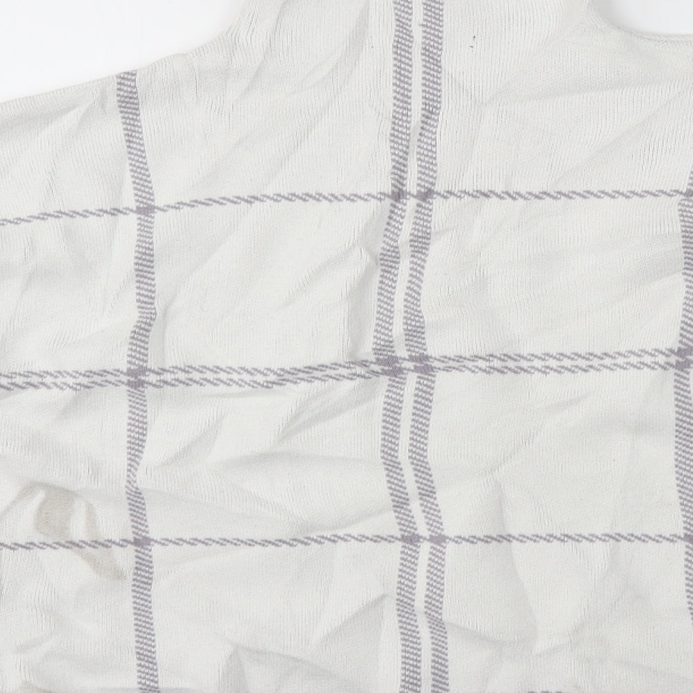 New Look Womens White Check Pullover Jumper Size M