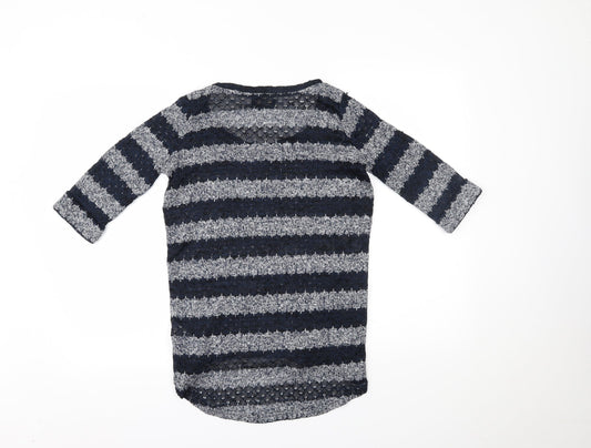 New Look Womens Blue Striped Basic Blouse Size 10