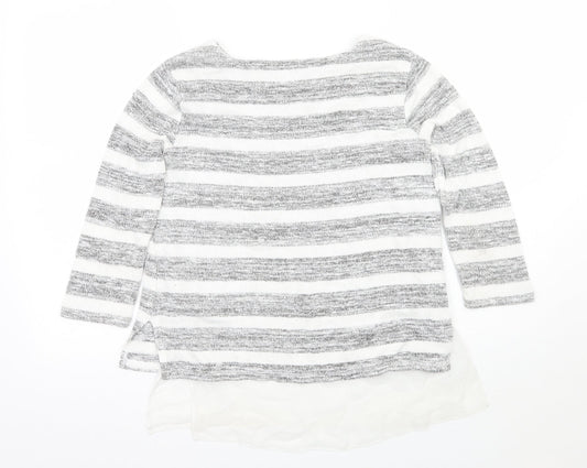 Phase Eight Womens Grey Striped Basic T-Shirt Size 8