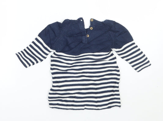 NEXT Boys Blue Striped Pullover Jumper Size 3-6 Months