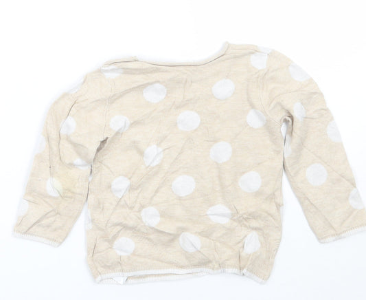 H&M Girls Beige Polka Dot Pullover Jumper Size 9-12 Months