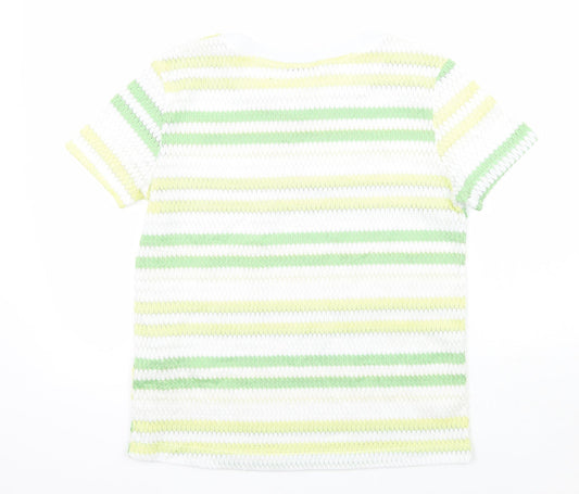 Zara Womens White Striped Basic T-Shirt Size L