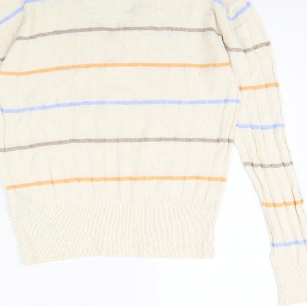 m&s Womens Beige Striped Pullover Jumper Size S