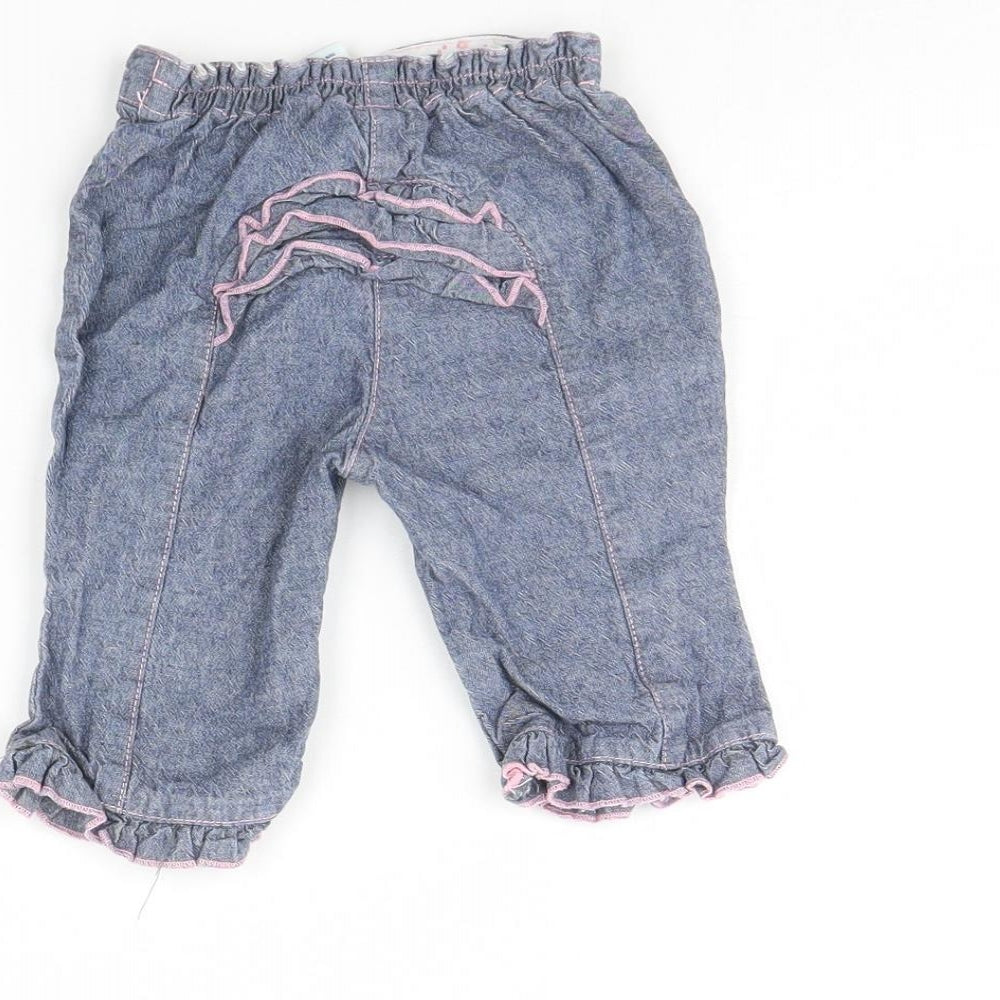 TU Girls Blue Denim Capri Trousers Size 3-6 Months