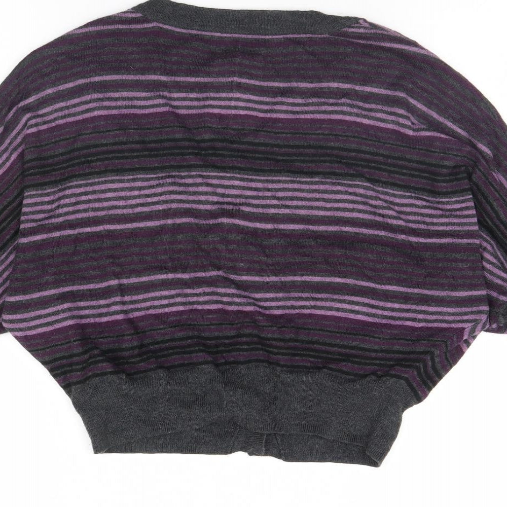 OPUS Womens Purple Striped Cape Jumper Size 8