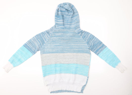 Preworn Womens Multicoloured Striped Pullover Hoodie - Hoody
