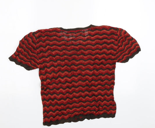 Richards Womens Red Striped Basic Blouse Size L