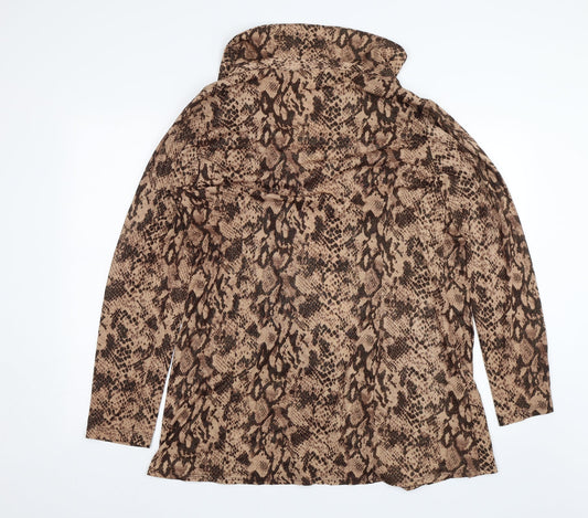 Simonton Says Womens Beige Animal Print Basic Button-Up Size L
