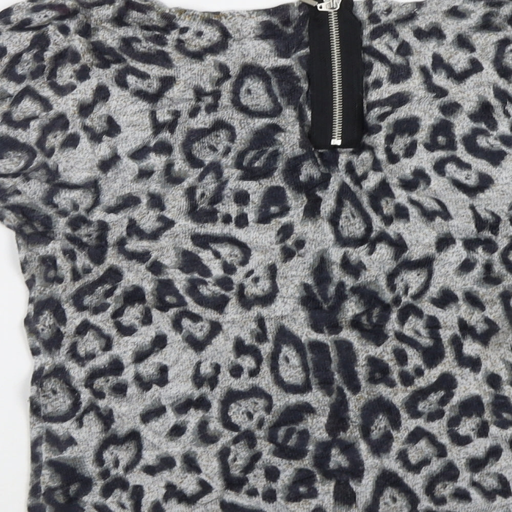 M&Co Womens Green Animal Print Pullover Jumper Size 14