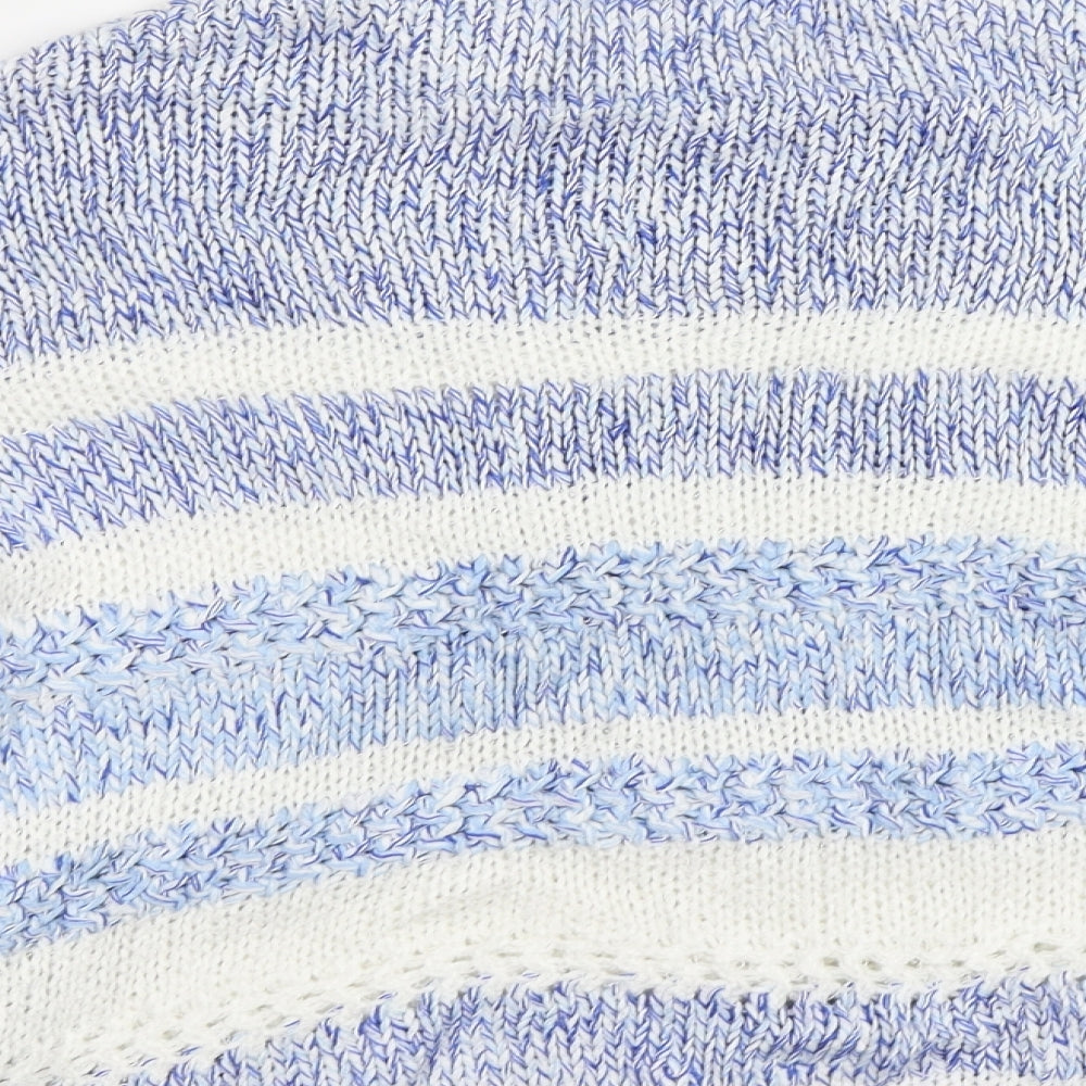 M&S Womens Blue Striped Pullover Jumper Size 14