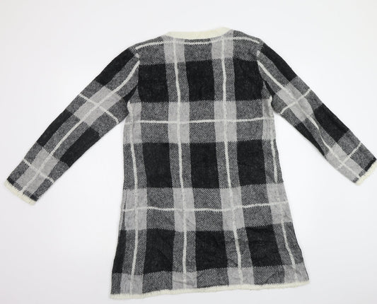 Peacocs Womens Grey Check Jumper Dress Size M