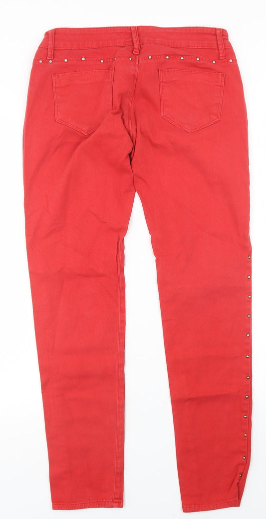 Jane Norman Womens Red Skinny Jeans Size 12 L28 in