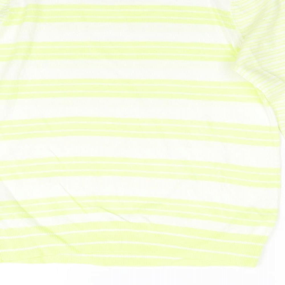 M&S Womens Yellow Striped Knit Pullover Jumper Size 8