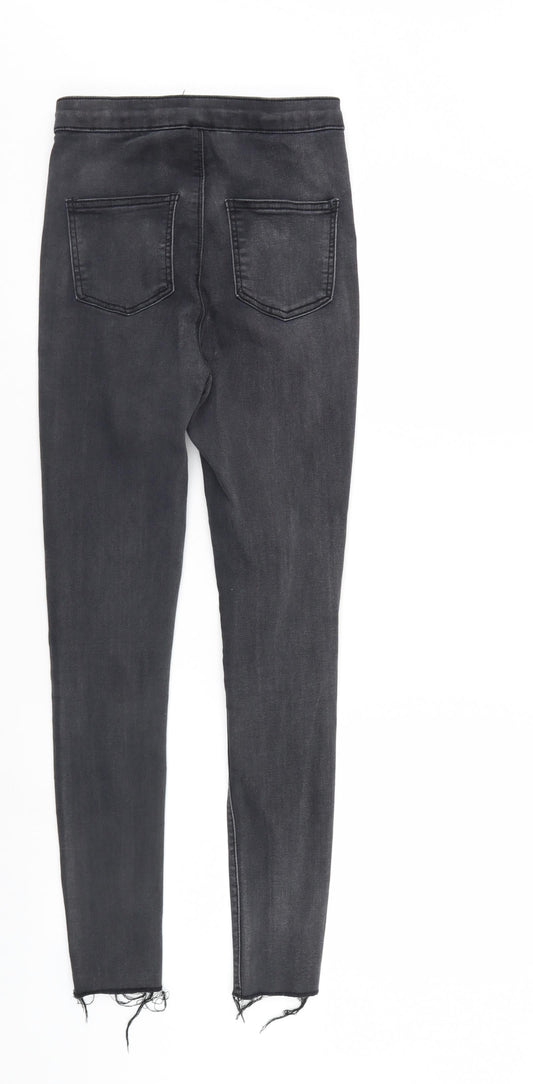 PRETTYLITTLETHING Womens Black Denim Tapered Jeans Size 6 L28 in