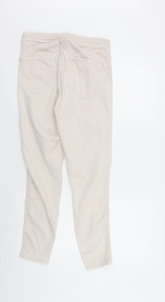 Bershka Womens Ivory Denim Skinny Jeans Size 14 L27 in - Elastic Waist