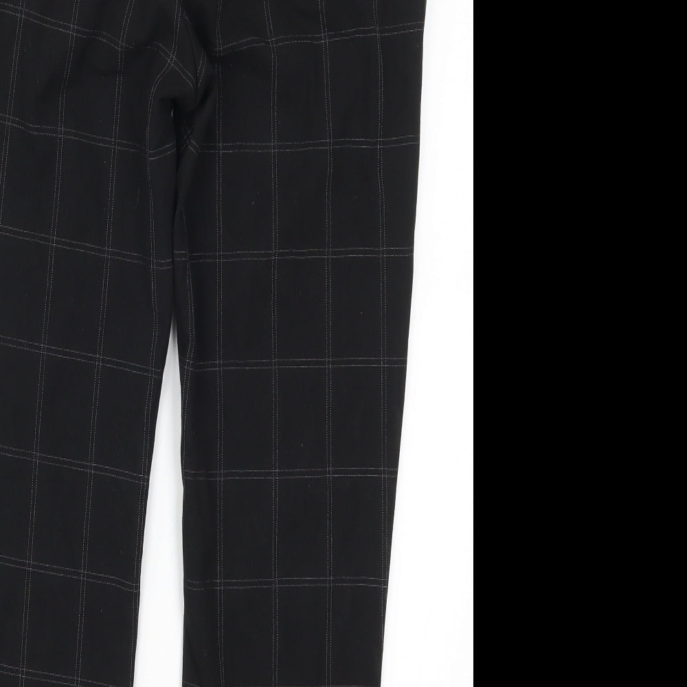 H&M Womens Black Check Trousers Size 32 in L25.5 in