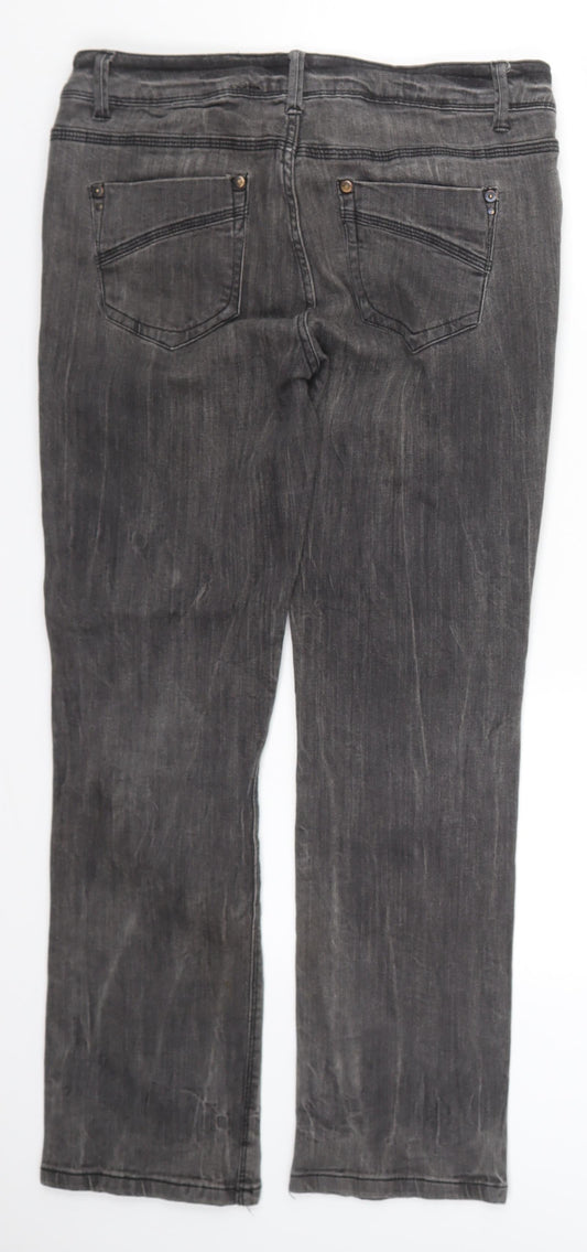 YESYES Womens Grey Denim Straight Jeans Size 12 L27.5 in