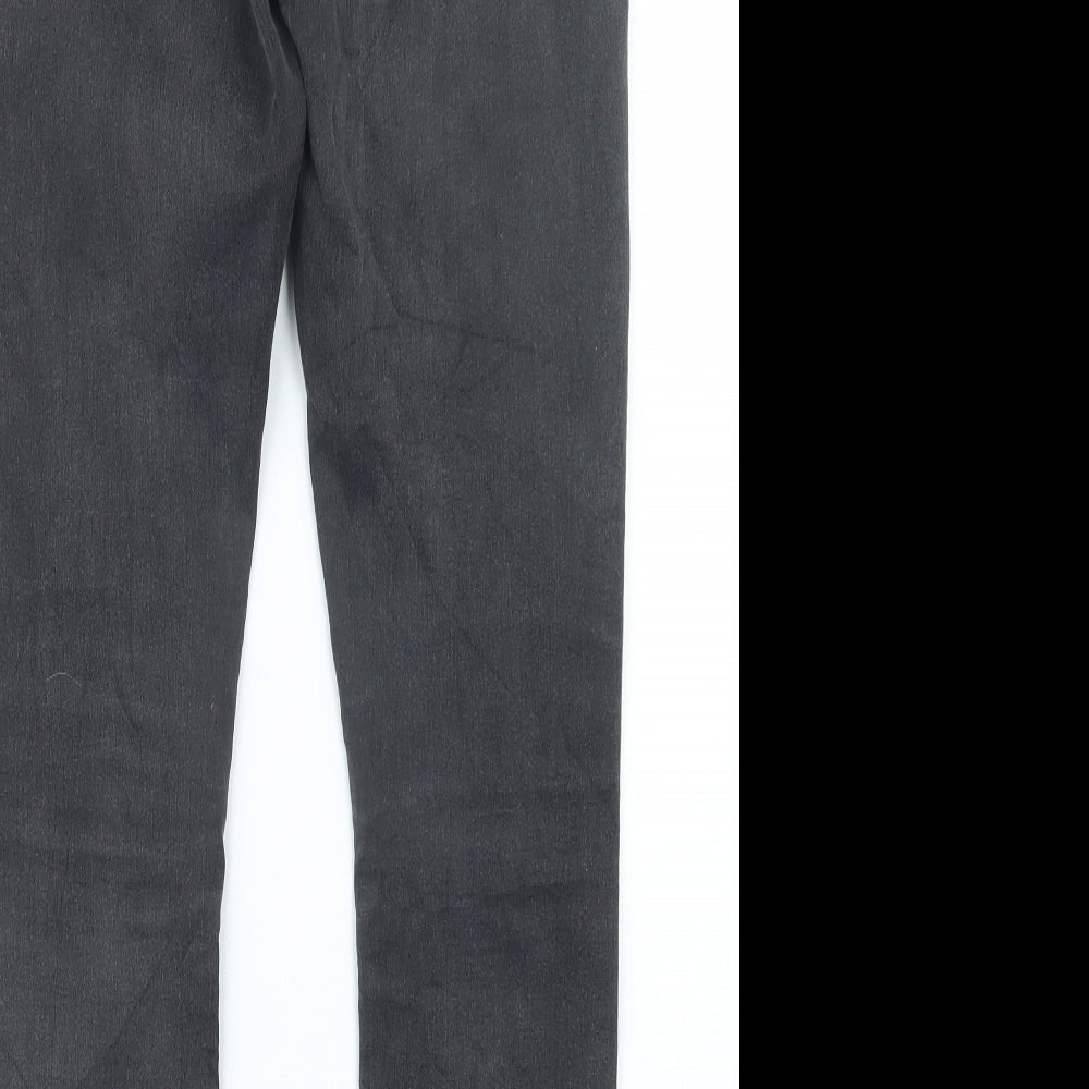 Brand and care label for Only women’s black denim straight jeans, size M, 27-inch leg