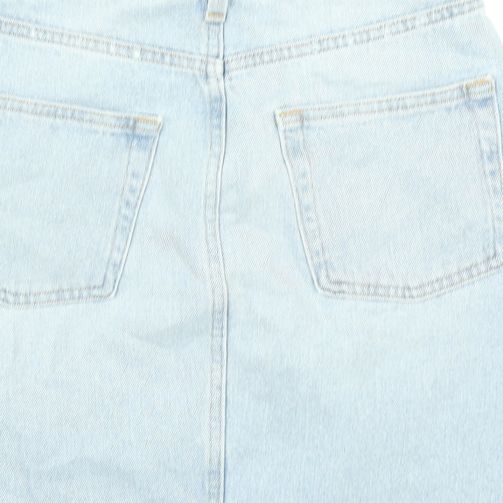 H&M Womens Blue Denim Straight & Pencil Skirt Size 6 - Distressed
