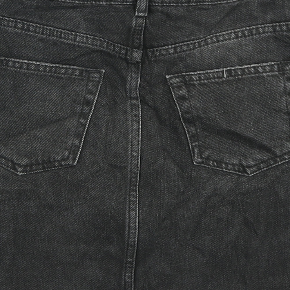 Topshop Womens Black Denim A-Line Skirt Size 8
