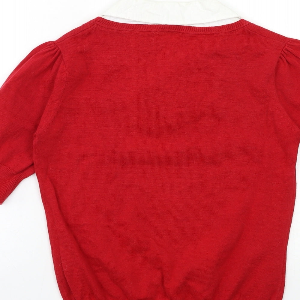 TU Womens Red Knit Pullover Jumper Size 10