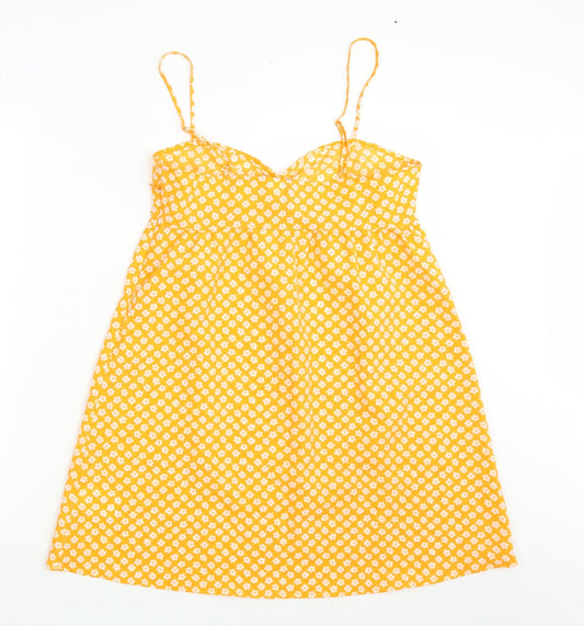 Divided Womens Yellow Floral Basic Blouse Size 10