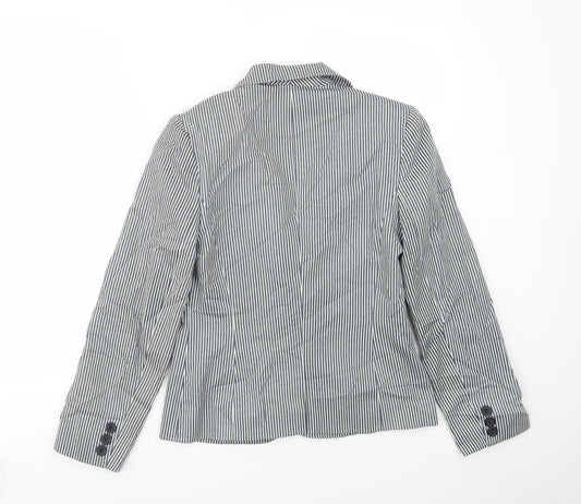 Preworn Womens Blue Striped Jacket Blazer Size 10
