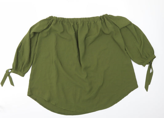 Abollria Womens Green Basic Blouse Size 2XL
